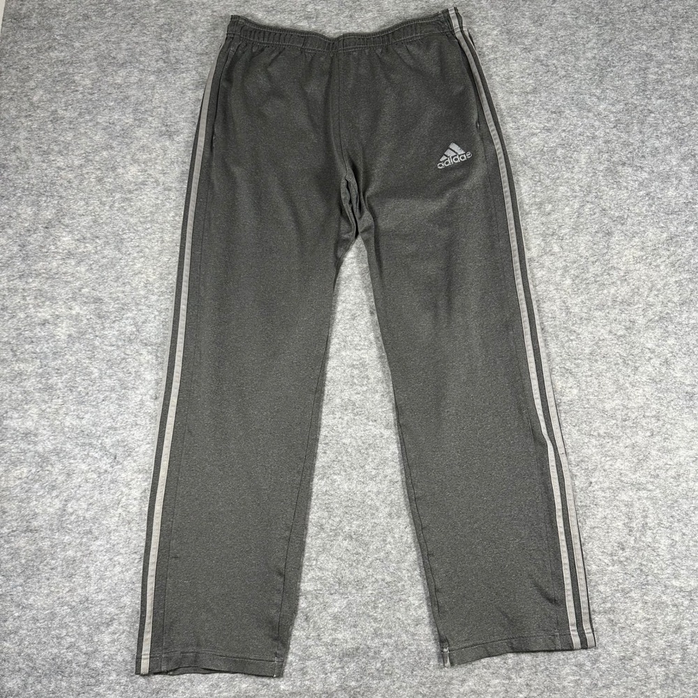 Adidas Mens Gray Climalite Athletic Straight Leg Track Pants L